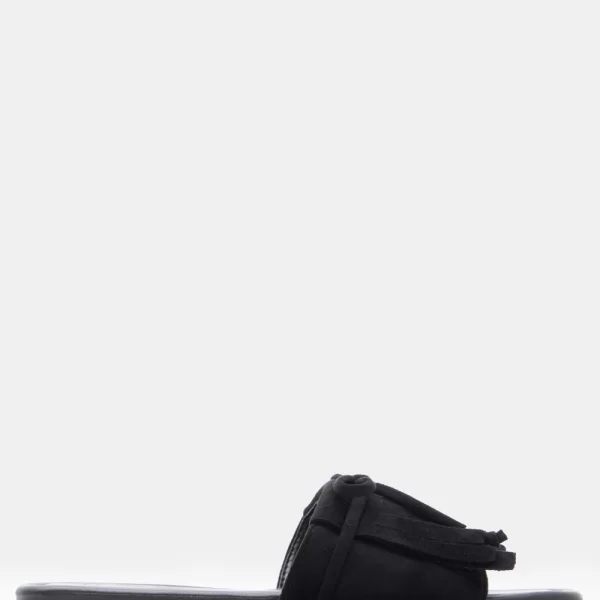 Flat Σανδάλια με Κρόσσια & Φιόγκο - Μαύρο