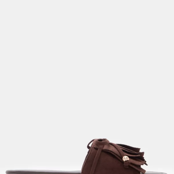 Flat Σανδάλια με Κρόσσια & Φιόγκο - Καφέ Σκούρο