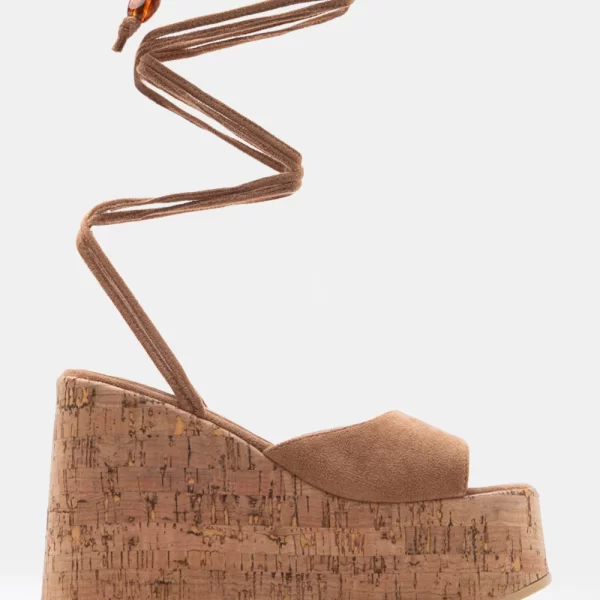 Πλατφόρμες Lace Up με Διακοσμητικές Χάντρες - Κάμελ