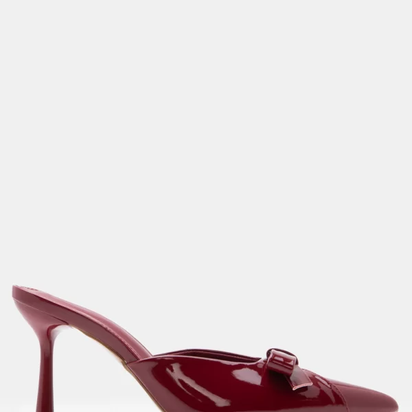 Mules Μυτερά με Διακοσμητικό Φιόγκο - Μπορντό-Λουστρίνι