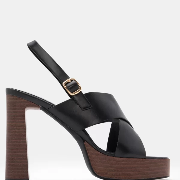 Πλατφόρμες με Χιαστί Λουράκια & Τόκα - Μαύρο