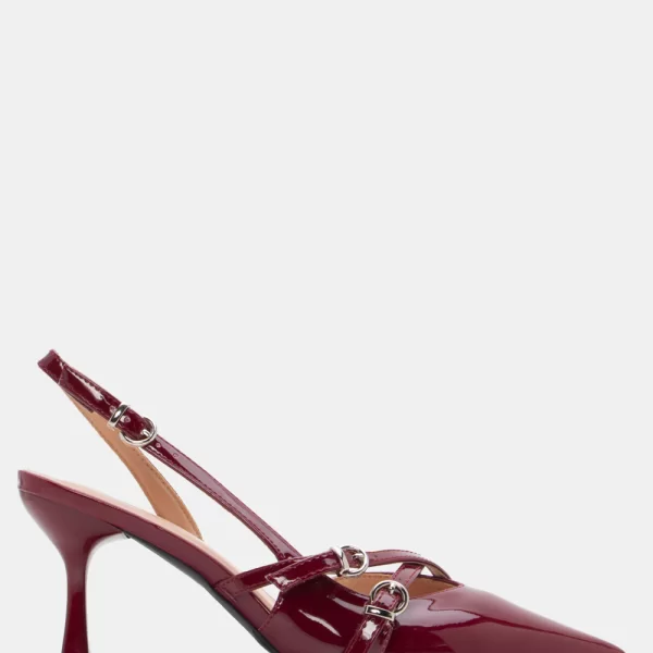 Γόβες Μυτερές με Χιαστί Λουράκια - Μπορντό-Λουστρίνι