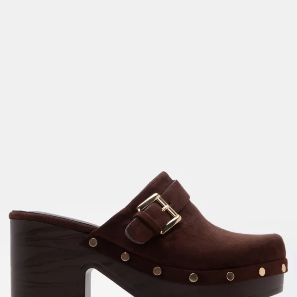 Clogs με Διακοσμητικό Λουράκι & Τρούκς - Καφέ Σκούρο