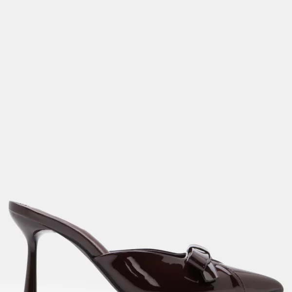 Mules Μυτερά με Διακοσμητικό Φιόγκο - Καφέ Σκούρο