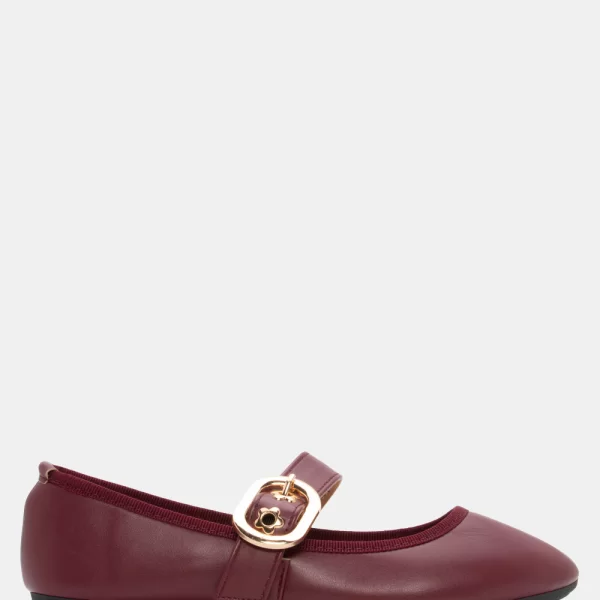 Μπαλαρίνες με Λουράκι & Μεταλλικές Λεπτομέρειες - Μπορντό