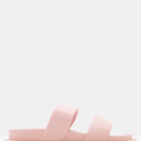 Σανδάλια Flatform με Διπλή Φάσα - Ροζ