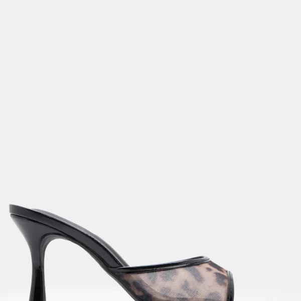 Mules Μυτερά με Δίχτυ - Animal Print