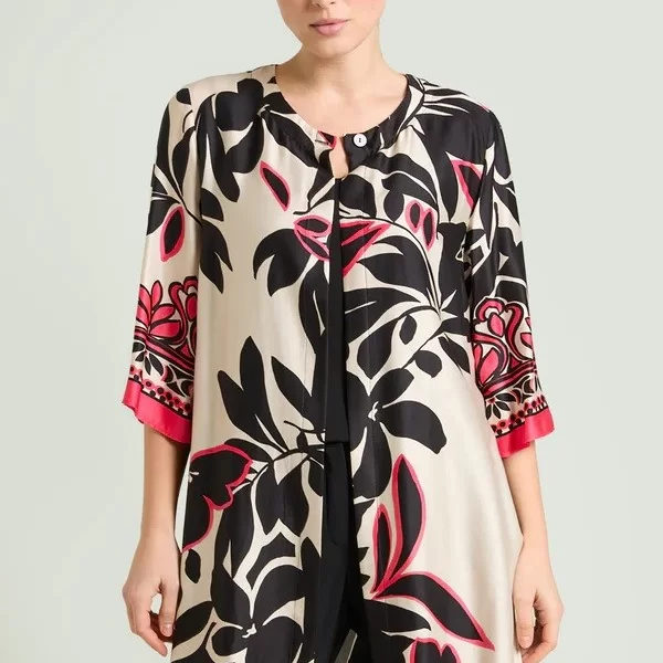 Luisa Viola Γυναικείο Ελαφρύ Πανωφόρι Εμπριμέ Με Σατέν Υφή