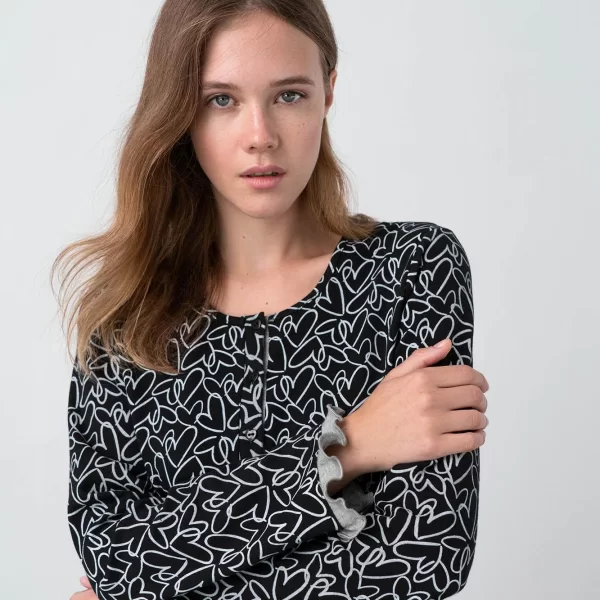 Vamp Εμπριμέ Νυχτικό με Πατιλέτα