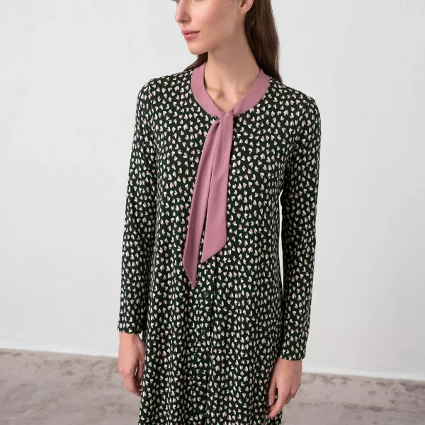 Vamp Εμπριμέ Νυχτικό με Μακρύ Μανίκι