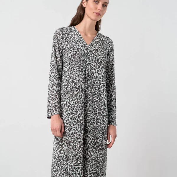 Vamp Εμπριμέ Νυχτικό με Μακρύ Μανίκι