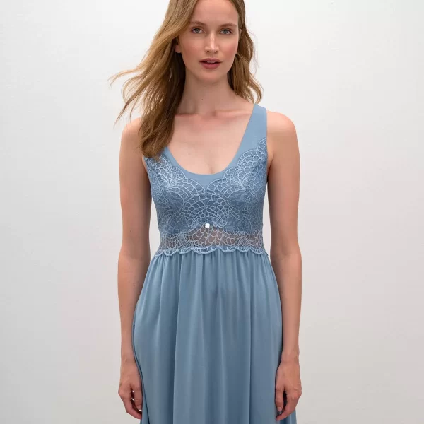 Vamp Αμάνικο Νυχτικό με Δαντέλα