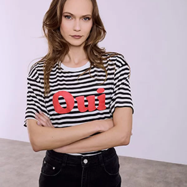 T-shirt ριγέ με στάμπα SQ7561.4859+4