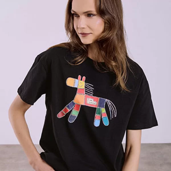 T-shirt με στάμπα και strass SQ7693.4170+3