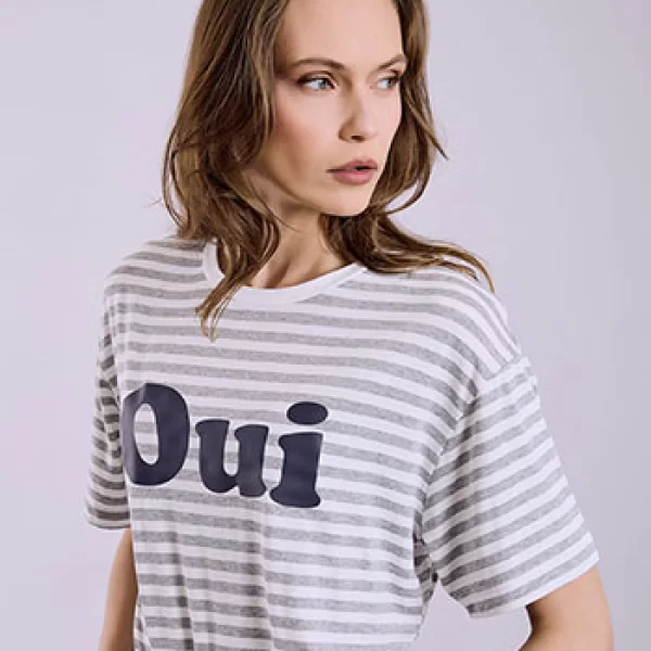 T-shirt ριγέ με στάμπα SQ7561.4859+2