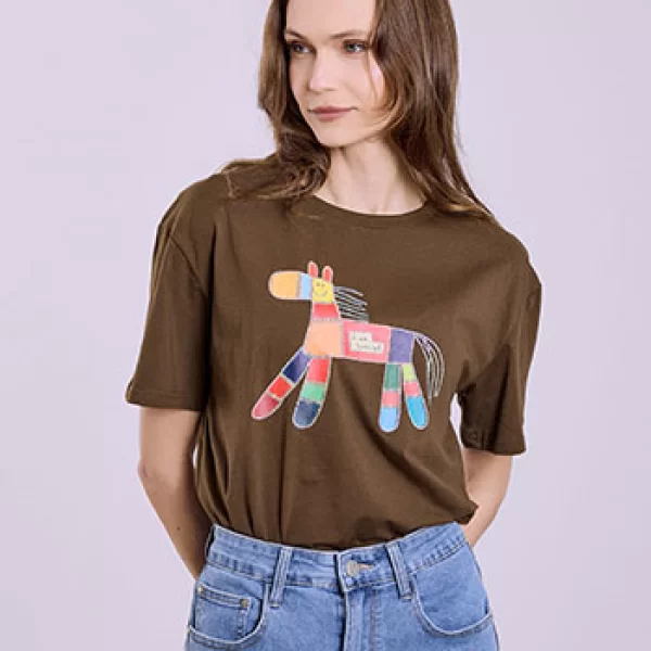 T-shirt με στάμπα και strass SQ7693.4170+2