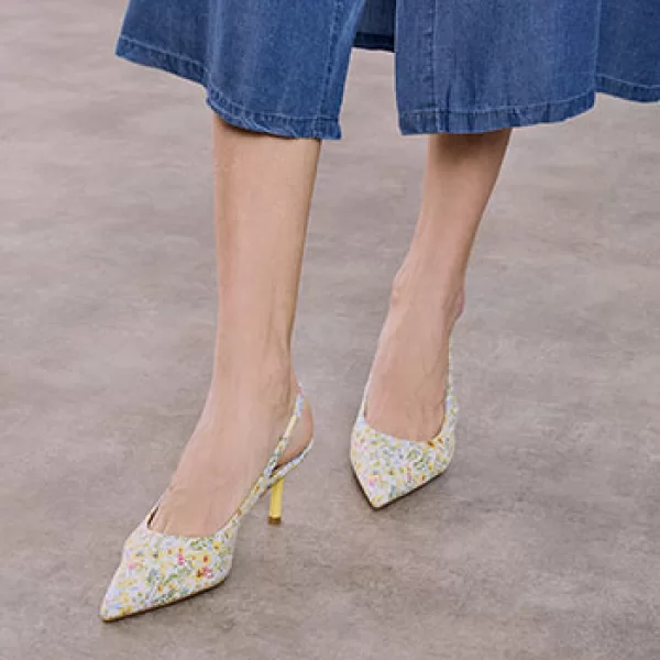 Γόβες slingback εμπριμέ με ιριδίζον εφέ SQ7741.A340+2