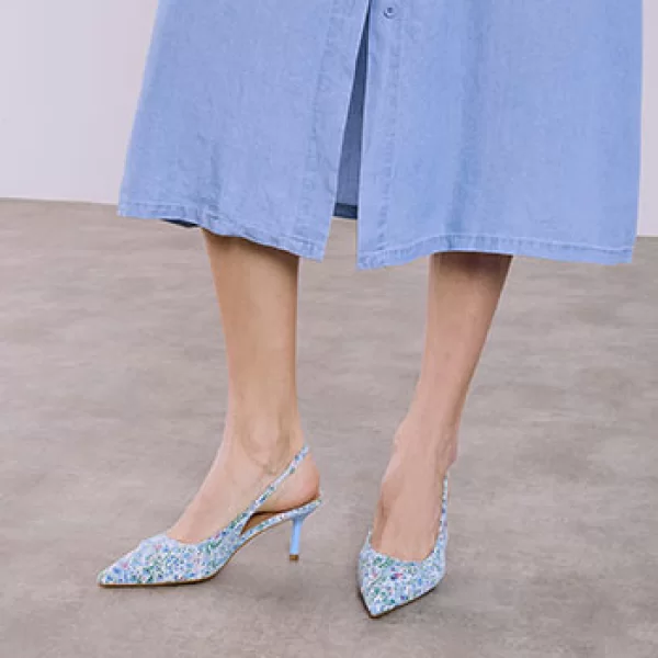 Γόβες slingback εμπριμέ με ιριδίζον εφέ SQ7741.A340+1