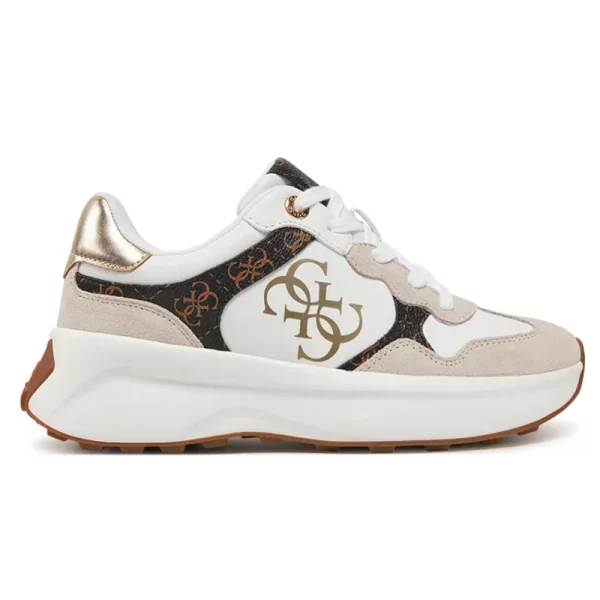 GUESS ΓΥΝΑΙΚΕΙΟ ΠΑΠΟΥΤΣΙ LUCKEI FLPLUCPEL12 WHITE BROWN