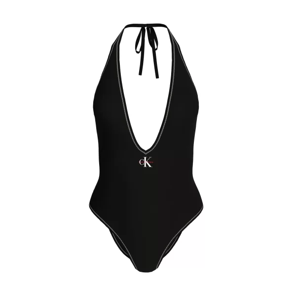 Μαγιό ολόσωμο με βαθύ ντεκολτέ - CK Monogram