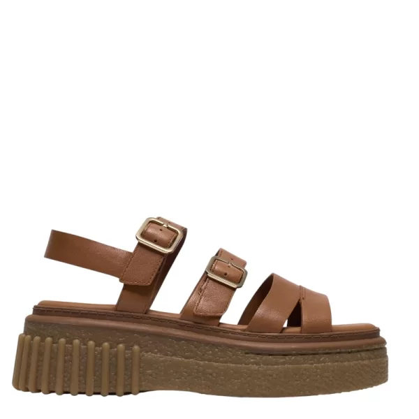 Γυναικεία πέδιλα Clarks Evamar Strap 26185889 ταμπά δέρμα