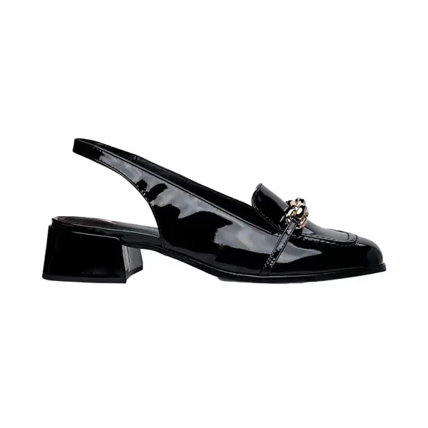 Carrano γυναικείες δερμάτινες γόβες slingback λουστρίνι - E67197 Μαύρο