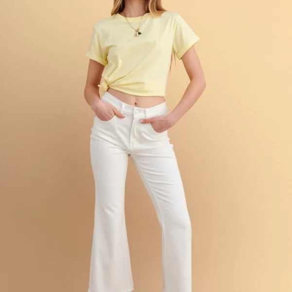 T-shirt μονόχρωμο με λαιμόκοψη - 5206179117067