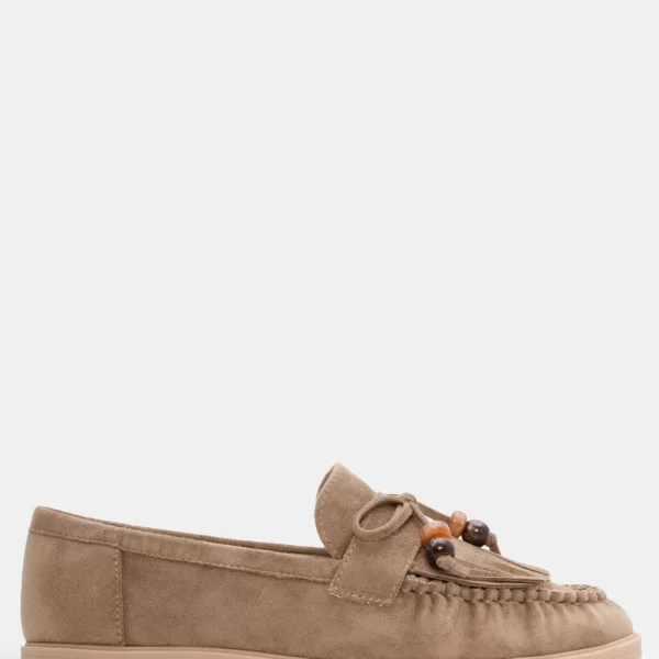 Μοκασίνια με Διακοσμητικά Κρόσσια & Χάντρες - Λαδί