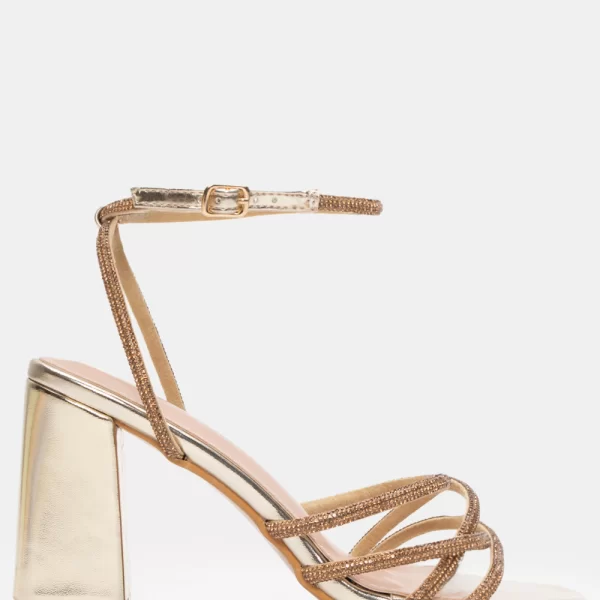 Πέδιλα με Πολλαπλά Λουράκια Από Strass - Χρυσό