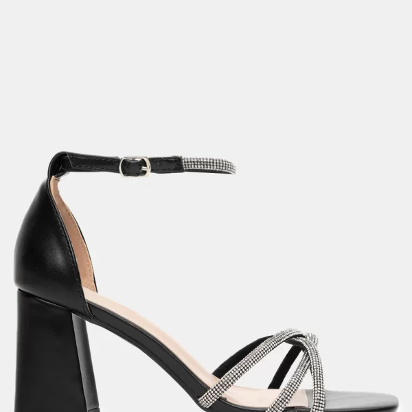 Πέδιλα με Μπαρέτα & Strass - Μαύρο