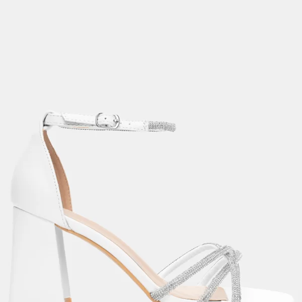 Πέδιλα με Μπαρέτα & Strass - Λευκό