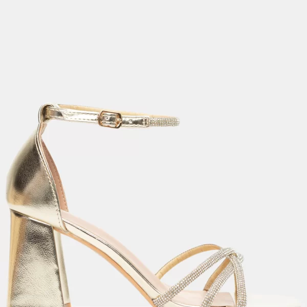 Πέδιλα με Μπαρέτα & Strass - Χρυσό