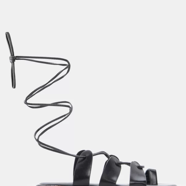 LUIGI DESIGN - Flat Σανδάλια Gladiator - Μαύρο