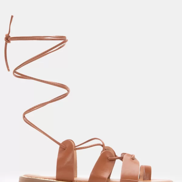 LUIGI DESIGN - Flat Σανδάλια Gladiator - Κάμελ