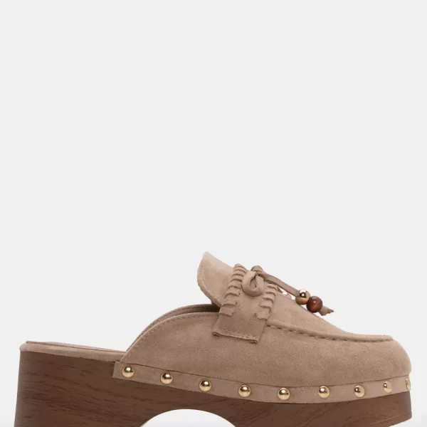 Clogs Σαμπό με Διακοσμητικό Φιόγκο & Χάντρες - Μπεζ