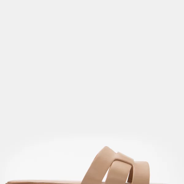 LUIGI DESIGN - Flat Σανδάλια με Ανοίγματα στο Πλάι - Μπεζ-Σκούρο