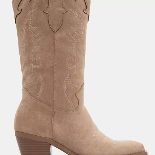 Μπότες Cowboy με Κέντημα - Μπεζ-Σκούρο