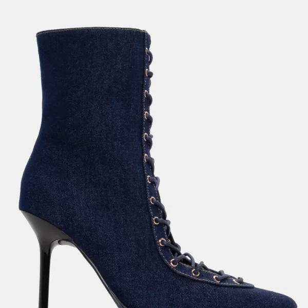 Μποτάκια Jean με Κορδόνια - Μπλε Σκούρο