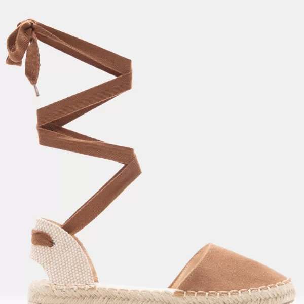 LUIGI DESIGN - Flat Εσπαντρίγιες Lace Up - Καφέ Σκούρο