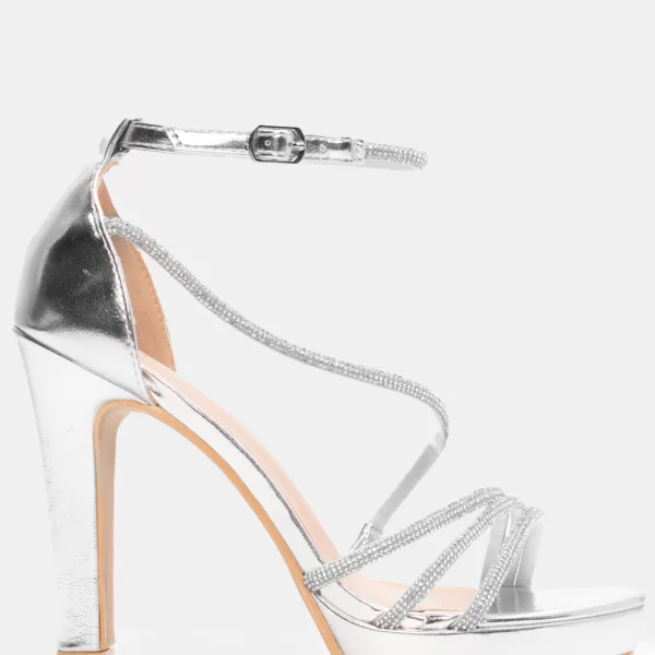 Πέδιλα με Φιάπα & Strass - Ασημί