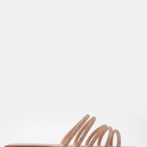 LUIGI DESIGN - Flat Σανδάλια με Πολλαπλά Λουράκια από Strass - Χαλκός