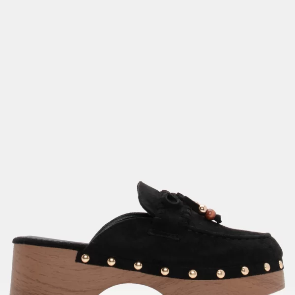 Clogs Σαμπό με Διακοσμητικό Φιόγκο & Χάντρες - Μαύρο