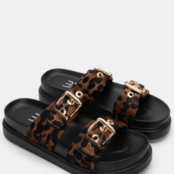 LUIGI DESIGN - Σανδάλια Flatform με Διπλές Τόκες - Animal Print