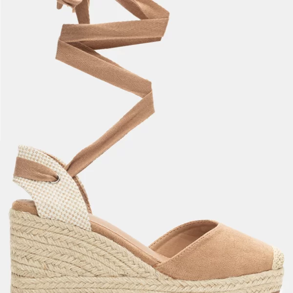 Πλατφόρμες Εσπαντρίγιες Lace Up - Μπεζ-Σκούρο