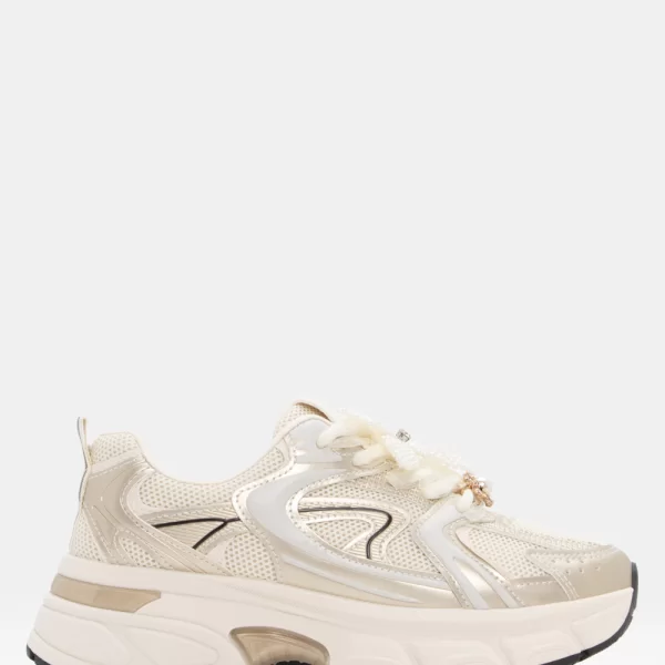 Sneakers με Διακοσμητικό Λουλούδι από Χάντρες - Χρυσό