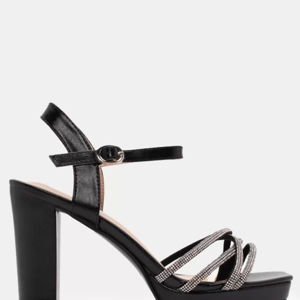 Πέδιλα με Λουράκια Από Strass - Μαύρο