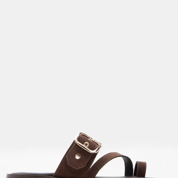 LUIGI DESIGN - Flat Σανδάλια με Λουράκια - Καφέ