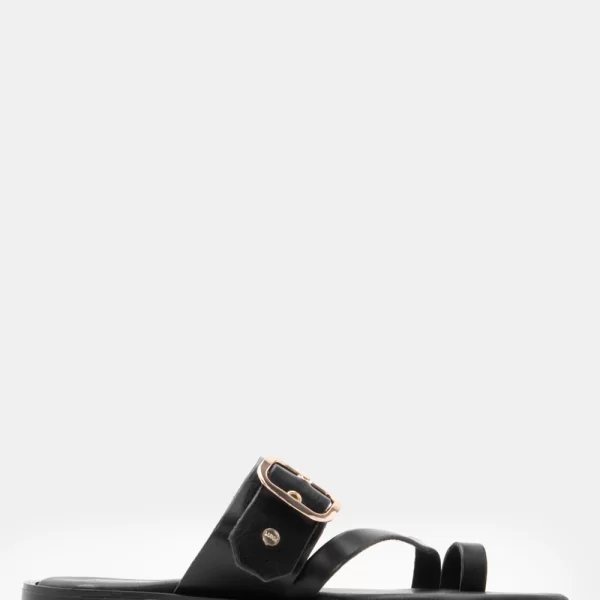 LUIGI DESIGN - Flat Σανδάλια με Λουράκια - Μαύρο-Ματ