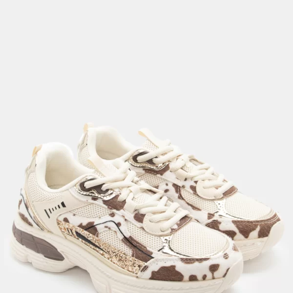 Sneakers σε Συνδυασμό Χρωμάτων & Υλικών - Καφέ