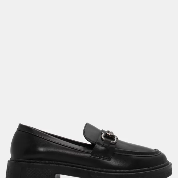 Μοκασίνια με Διακοσμητική Αγκράφα - Μαύρο-Ματ